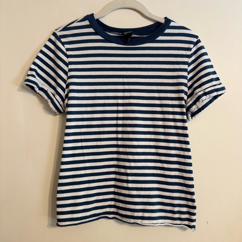 Wild Fable Navy and White Striped Short Sleeve T-Shirt
